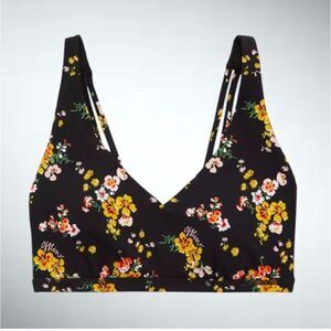 Size L OFFLINE by Aerie Goals Plunge Sports Bra in True Black